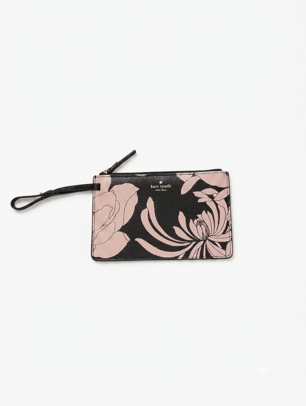 kate spade Black & Blush Floral Wristlet Pouch